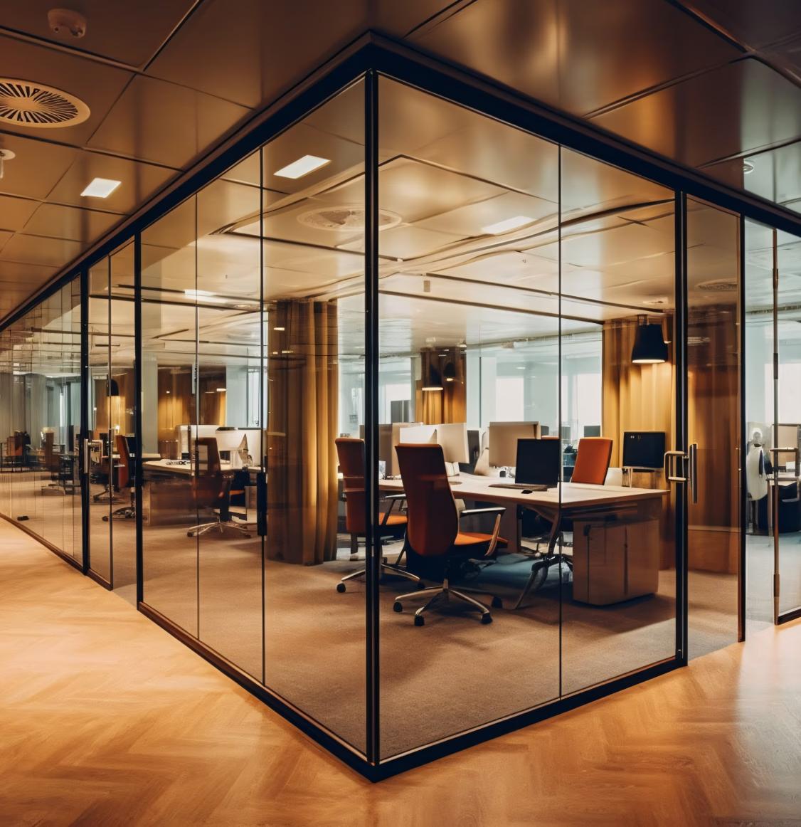 Modern glass office interior