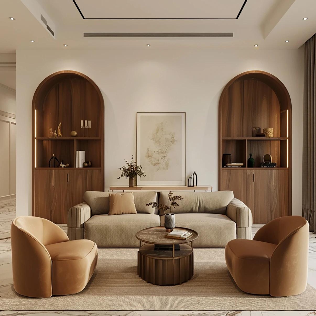 Elegant interior design with arched alcoves